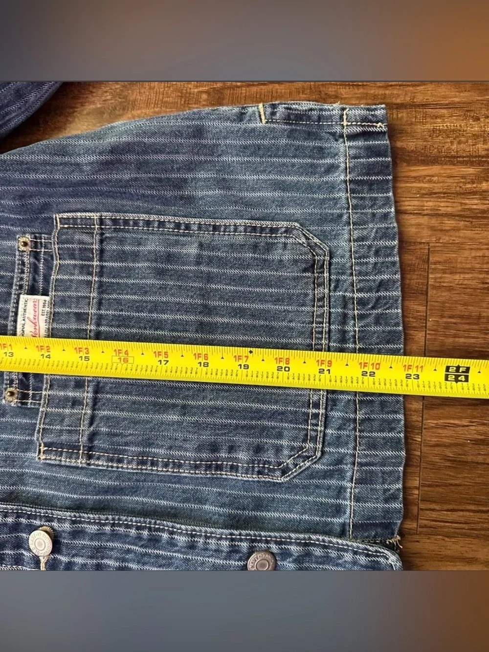 Old Navy Blue Pinstripe Workwear Denim Jacket - Picture 7 of 8